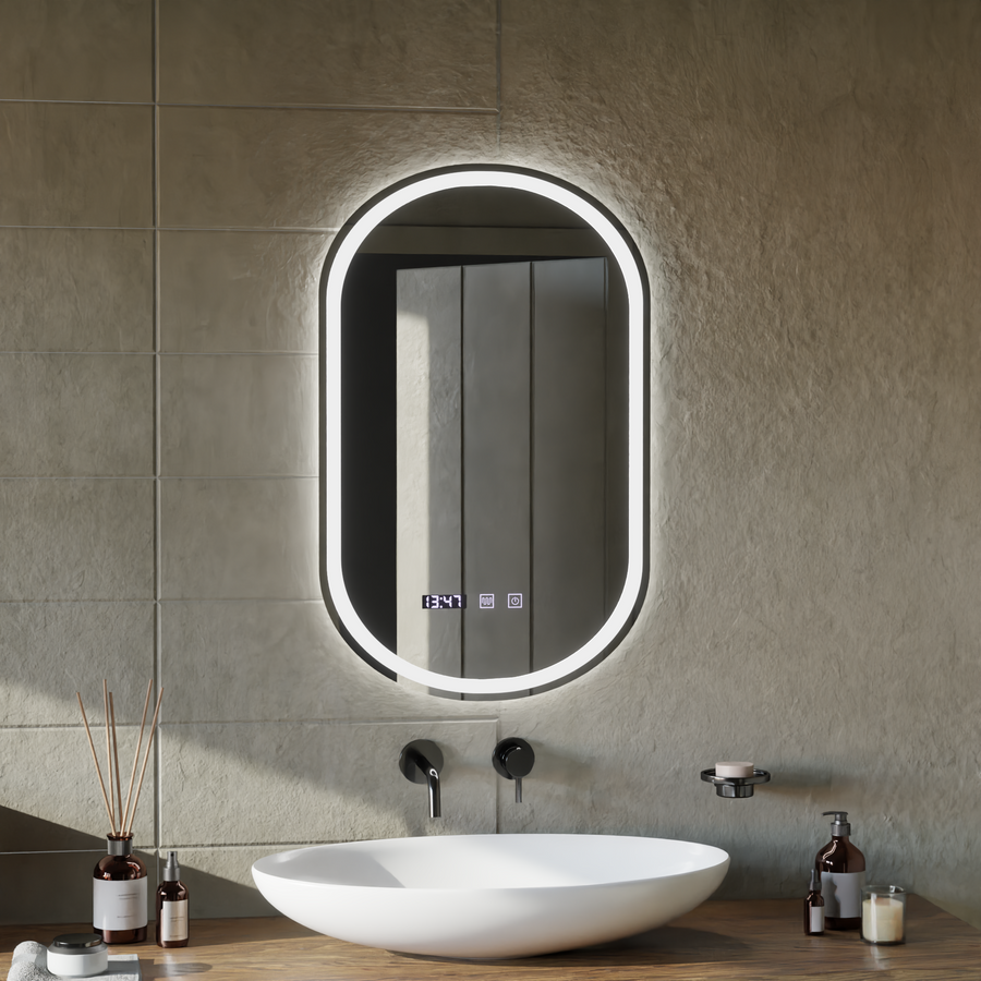 ONIRA LED Touch Mirror система против запотяване, часовник и температура 50x80 см