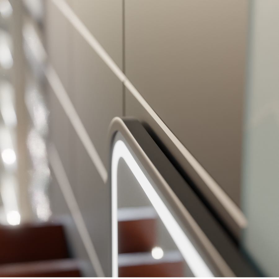 Система за размразяване на огледало LED Touch Bernd, часовник и температура 80x60 cm Black Brush Fund Cosmetica