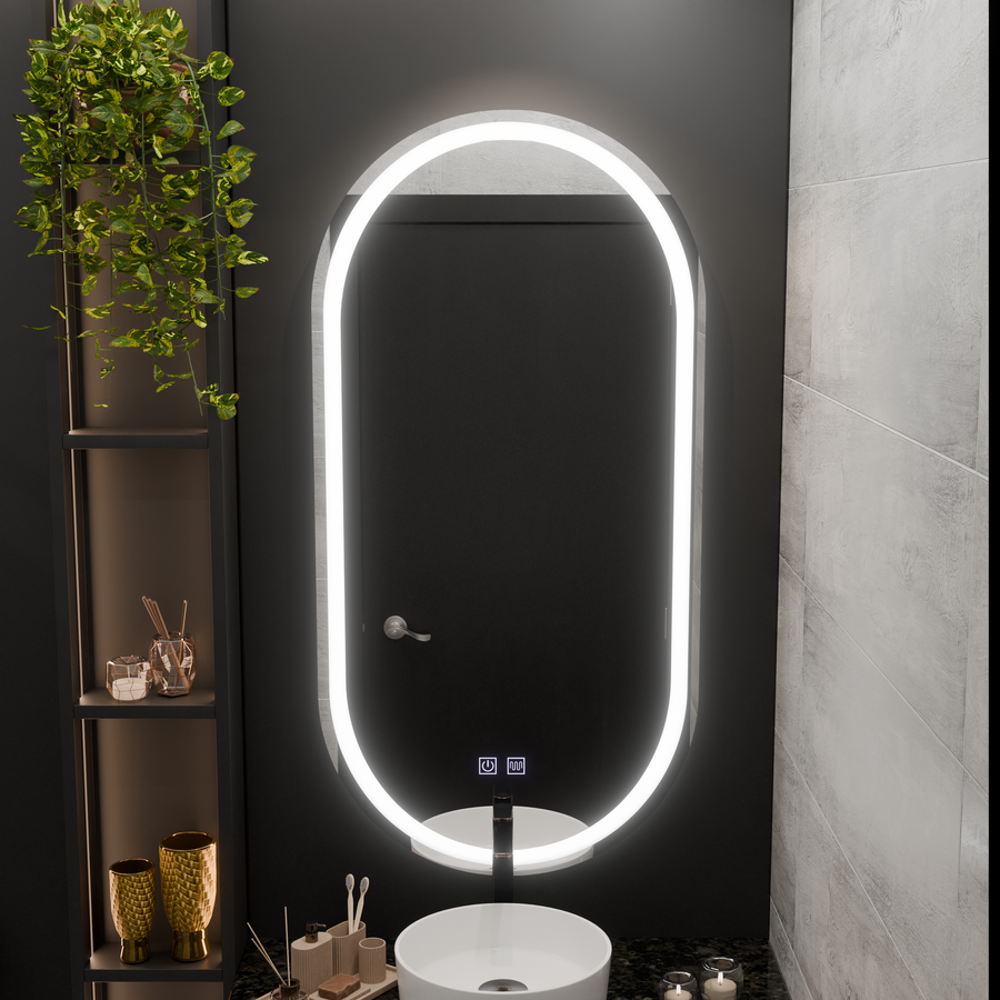 Овално LED огледало, 50x100cm, Velara Touch, система за разрушаване, подразбиращ се