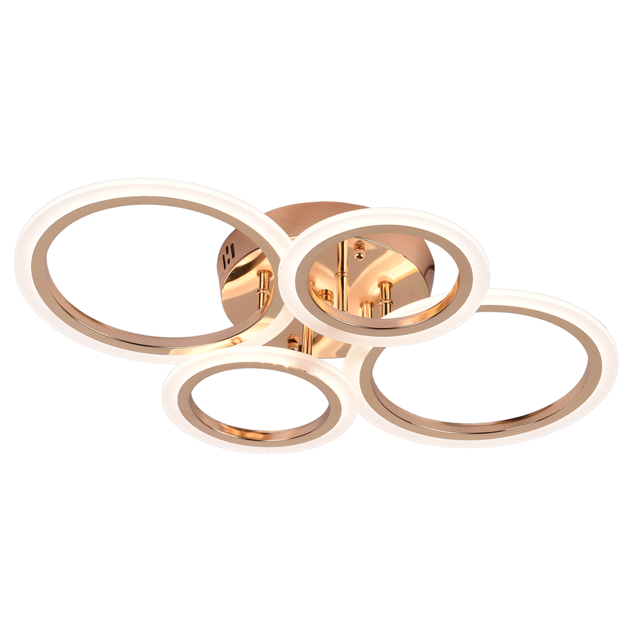 LED полилей с Betty 44W дистанционно управление, 4 кръга, студена/гореща/неутрална светлина, мазна, лъскаво злато