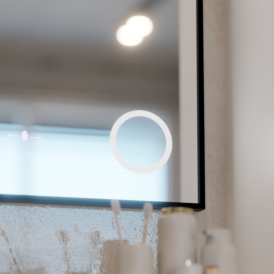 LED огледален сензор Motionglow Francesca 80x60 cm Студена светлина/студена неутрална рама черна четка система размразява термометър часовник marcello funghi