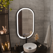 Огледална LED Touch Touch Defrition System, часовник и температура 50x80 cm Black Brushd Frame Frame