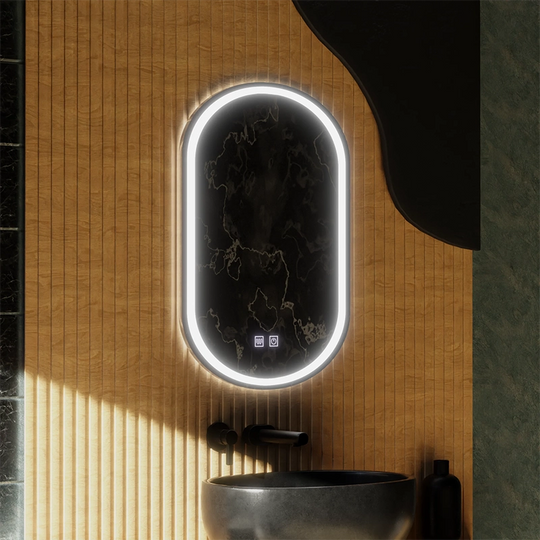Овално LED огледало, 45x65 см, Velara Touch, система против запотяване, димиране