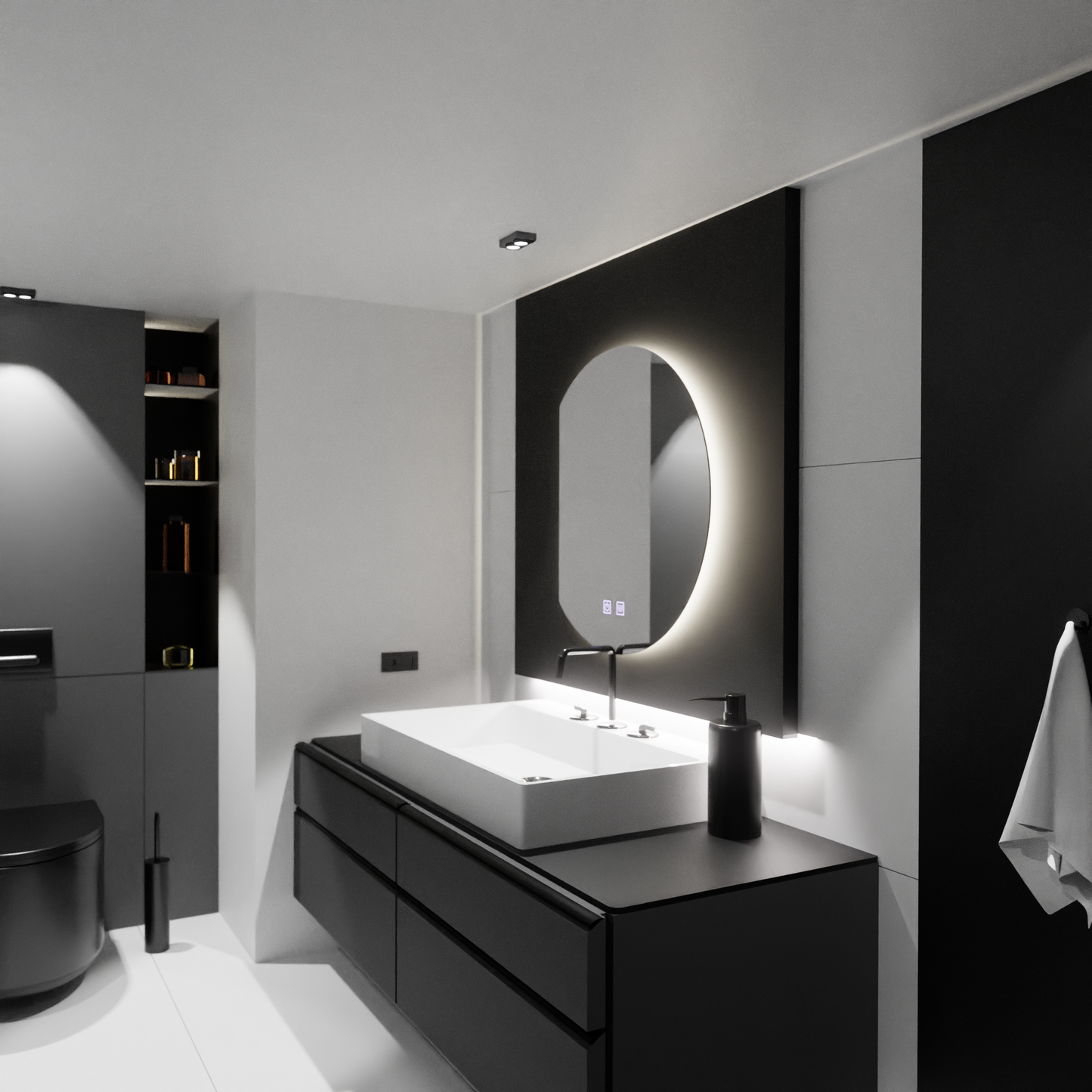 54x60 Semiluna LED огледало - Arcana Touch Dimabil System System