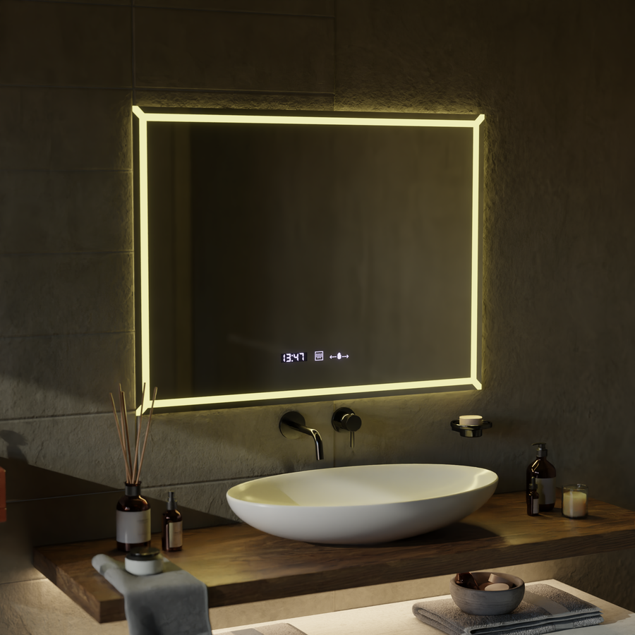 Правоъгълно светодиодно огледало, 60x80см, villaytouch marcello, демонтилна система, подразбираща се