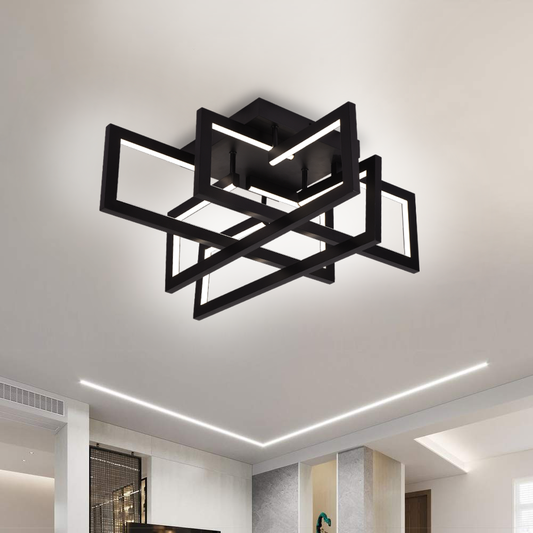 LED полилей с дистанционно управление 98W, 4 Елемента, Студена/Топла/Неутрална светлина, Димируем, Черен
