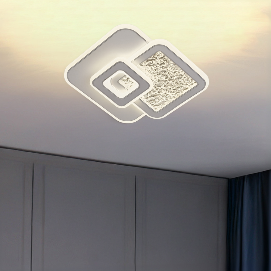 LED полилей KOMPACTO 57W, 3 квадрата, студена/топла/неутрална светлина, бял