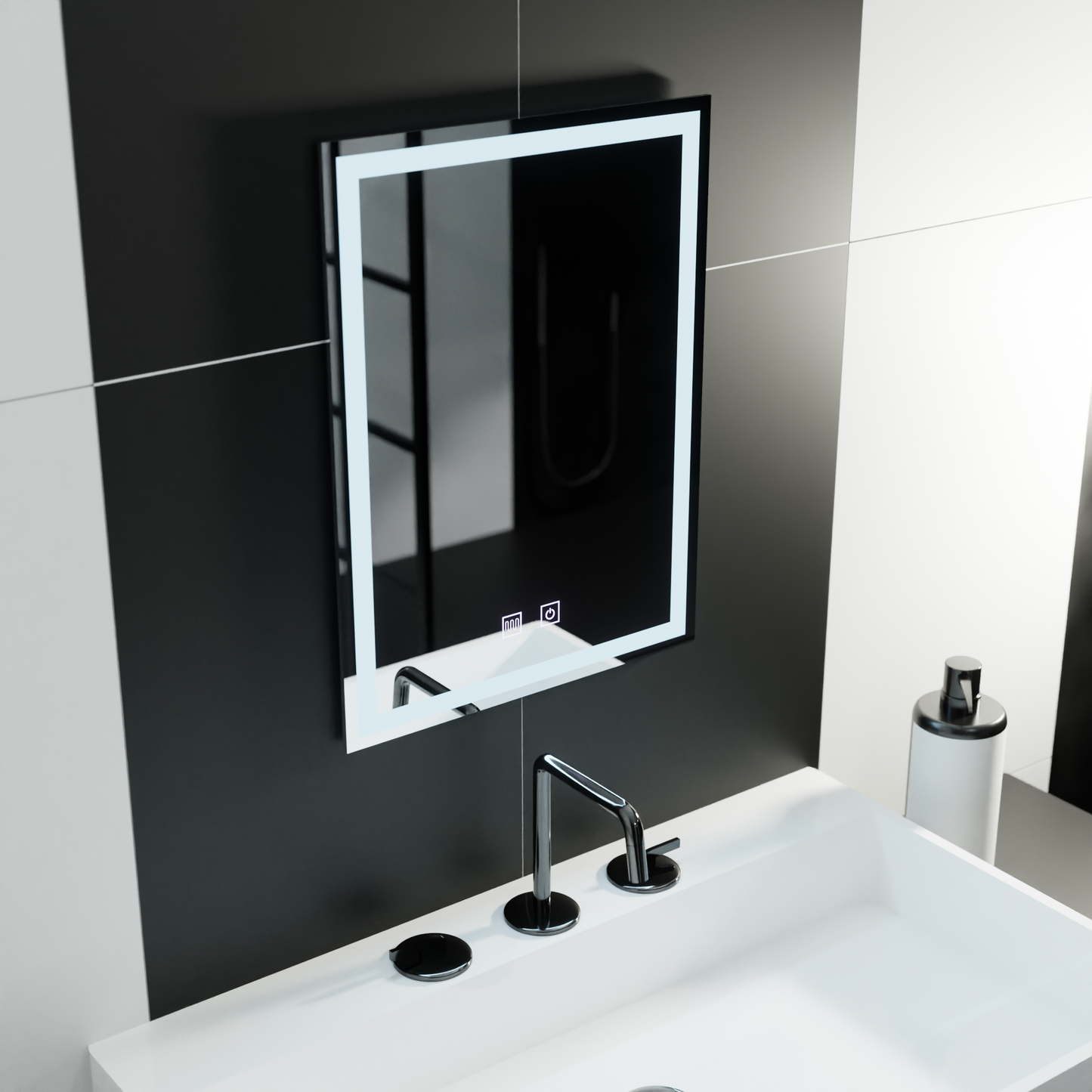 Правоъгълно LED огледало, 60x80см, NOx Touch, система за деактивиране