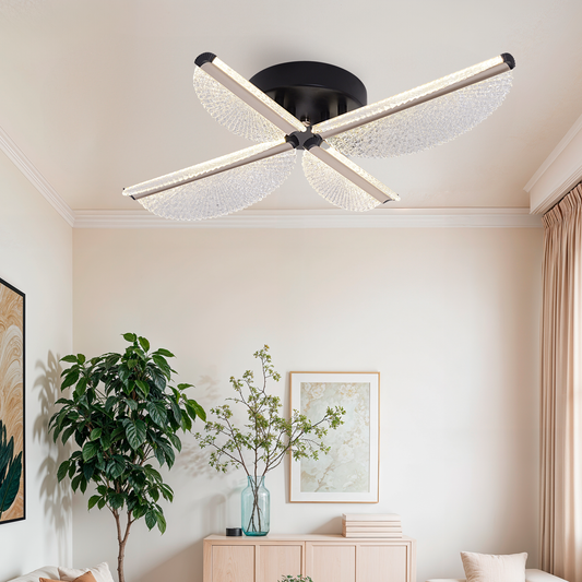 LED полилей с дистанционно управление TULLIO 45W, 4 венчелистчета, студена/топла/неутрална светлина, димируем, черен