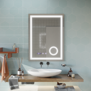 Система за разточване на огледало LED Touch Manfred, часовник и температура 60x80 cm козметично увеличение