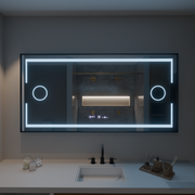 Правоъгълно светодиодно огледало, 120x80см, сензор за motionglow marcello, система за деактивиране, часовник и термометър, козметично увеличение