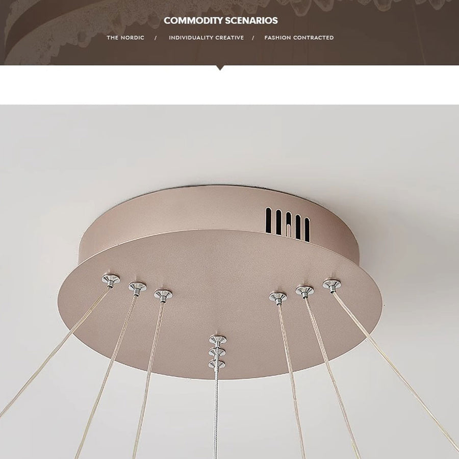 LED полилей, окачен с дистанционно управление на Flavio 126W, студ/гореща/неутрална светлина, нестабилна, регулируема височина, злато