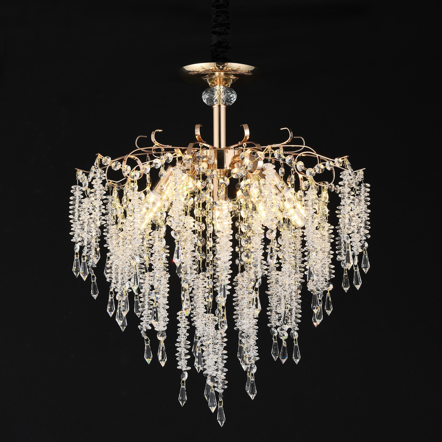 Кристален полилей Fiamma, 6x E14, диаметър 45 cm, злато