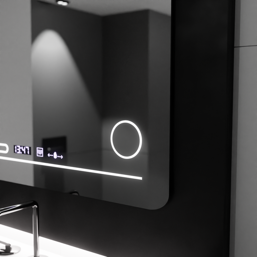 Правоъгълно светодиодно огледало, 80x60см, Harmonie motionglow marcello, система за размразяване, термометър и часовник, козметичен луп