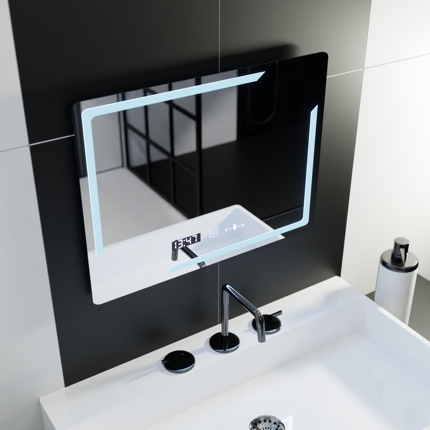 Огледало LED правоъгълен 80x60cm Rayonnement Motionglow Marcelow System Sistabiles & Daim Thermometer