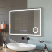 LED Touch Gunter Mirror Deflosting System, часовник и температура 80x60 cm козметично увеличение