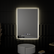 Правоъгълно светодиодно огледало, 50x70см, ZAMPA Sensor Motionglow Marcello, отдели за отделение, часовник и термометър, размирен