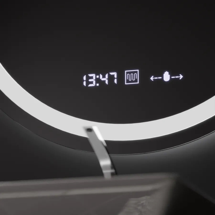 Кръгло светодиодно огледало, 80см, Celeste Motionglow Marcello, система за размразяване, часовник и термометър, подразбиращ се