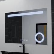 Правоъгълно светодиодно огледало, 80x60см, абсолютно motionglow marcello, система за размразяване, часовник и термометър, козметичен луп