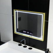 Правоъгълно светодиодно огледало, 80x60см, Royale Gold Motionglow Marcello, Devover, Clock & Thermometer, Dimable