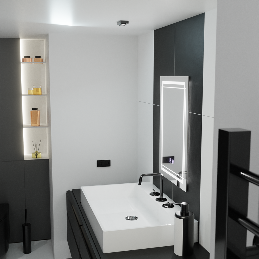 Правоъгълно светодиодно огледало, 50x70cm, Koven Touch, Descantile System, Dimable