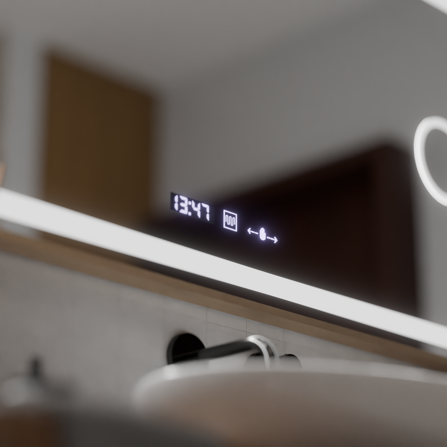 LED MotionGlow Sensor Mirror Isabell с функция за размразяване на размразяване 120x80 cm топло/студено/неутрална светлина, розово злато Brudhed, Marcello Funghi Collection