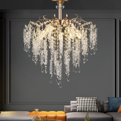 Кристален полилей Fiamma, 6x E14, диаметър 45 cm, злато