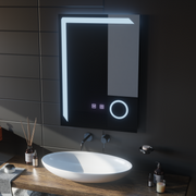 Система за разточване на огледало LED Touch Manfred, часовник и температура 60x80 cm козметично увеличение