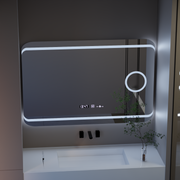 Правоъгълно светодиодно огледало, 120x80см, дефиниция Motionglow Marcello, система за инвалидиране, часовник и термометър, козметично увеличение