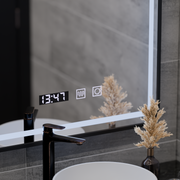 LED Touch Touch Karl Mirror Defrition System, часовник и температура 50x70 cm Black Brushd Frame Frame