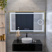Правоъгълно светодиодно огледало, 50x70см, eclat motionglow marcello, система за размразяване, часовник и термометър, козметичен луп