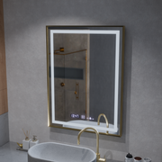 Правоъгълно светодиодно огледало, 60x80см, Royale Gold Motionglow Marcello, Dishobile System, Clock & Thermomet