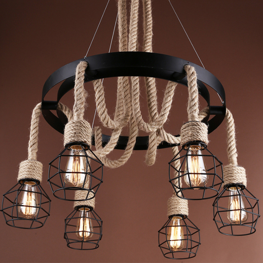 Полилейът на колелото, 3*e27, кафяв, метален и канап