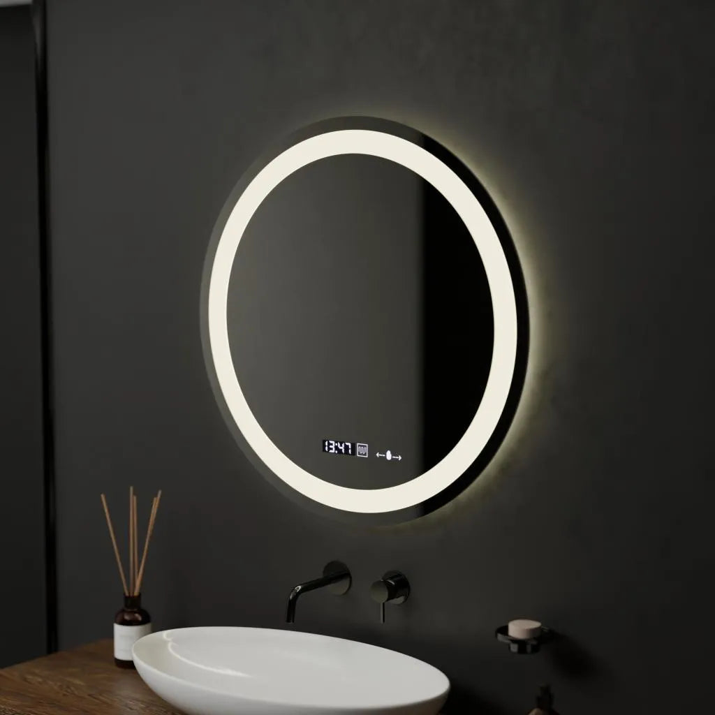 60 см кръгло светодиодно огледало Celeste Motionglow Marcello Dimable Clock Defrition System