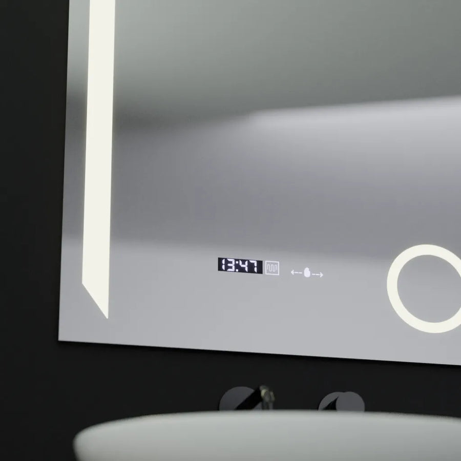 Правоъгълно светодиодно огледало, 60x80см, прецизно движение Marcello, система за инвалидиране, часовник и термометър, козметично увеличение