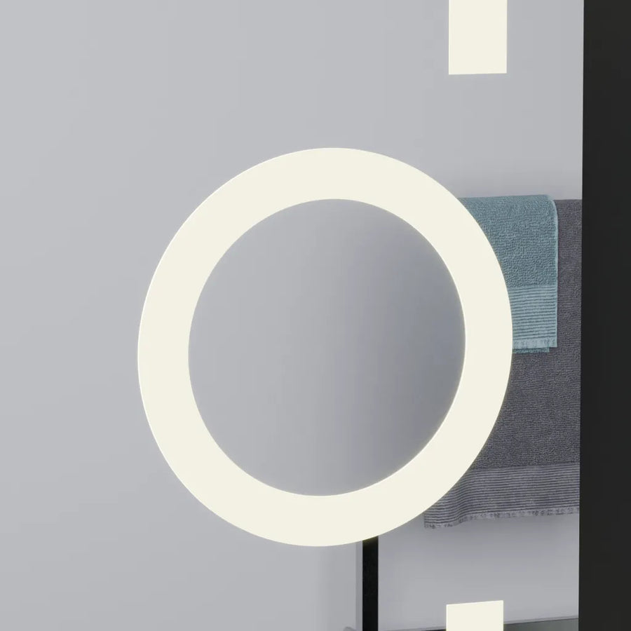 Правоъгълно светодиодно огледало, 60x80см, Eclat Motionglow Marcello, Clock & Thermometer, система за размразяване, козметичен луп