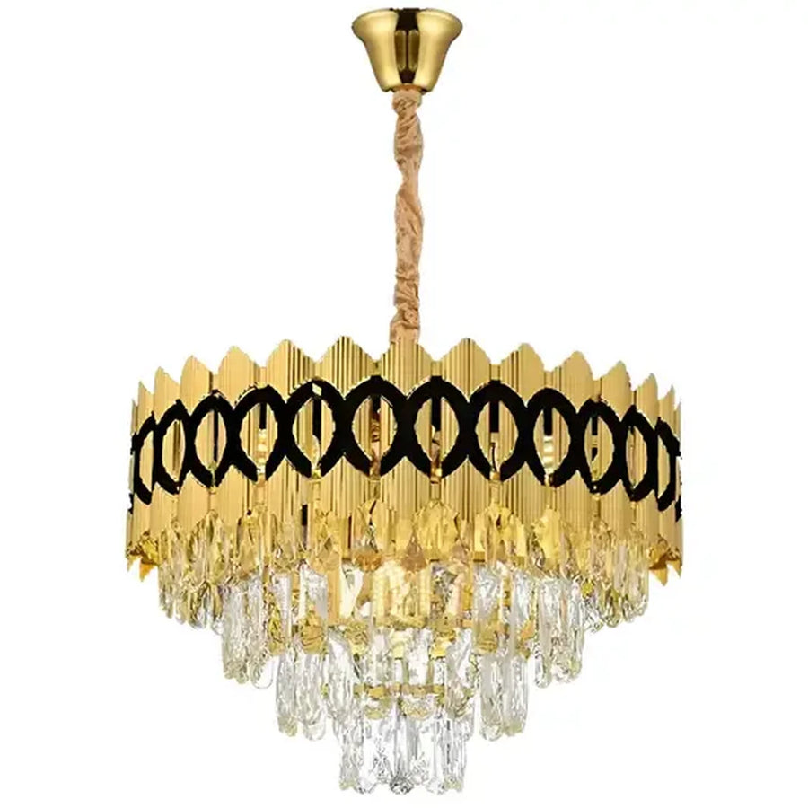 CHANDELIER CRYSTAL PIERREFONDS PETITO 3XE14, 37 см диаметър, лъскаво злато, регулируема височина