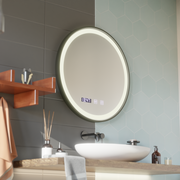 LED Touch Touch Otto Mirror Deflosting System, часовник и температура 80 cm Черна разрошена рамка