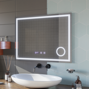 LED Touch Gunter Mirror Deflosting System, часовник и температура 80x60 cm козметично увеличение