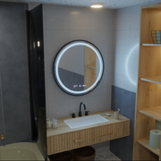 Кръгло LED огледало, 80 см, Celeste Majesté Noir Motionglow Marcello, система за размразяване, часовник и термометър, подразбиращ се