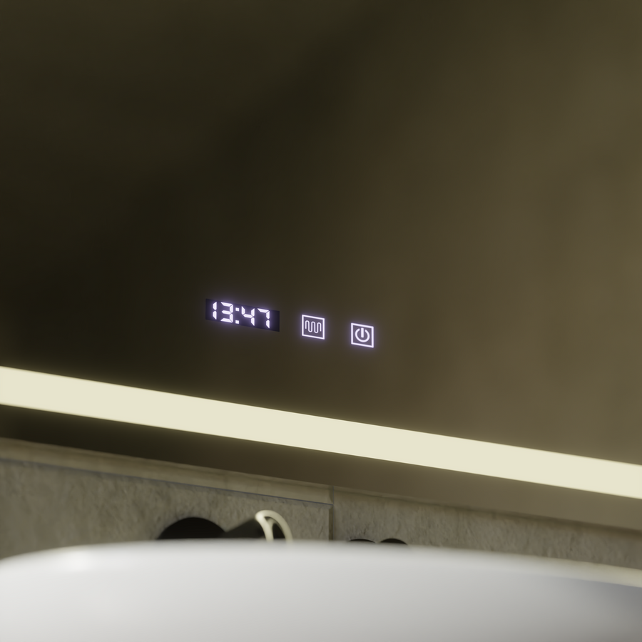 MODENA LED Touch Mirror Система против запотяване, часовник и температура 80x60 см