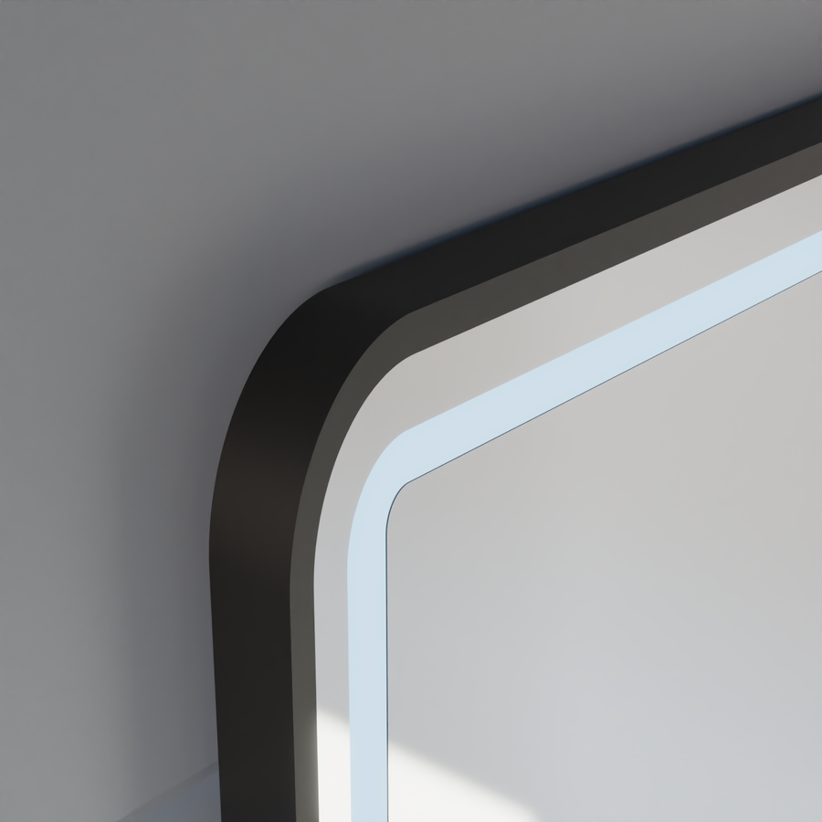 Огледало LED Touch LUCIDA Система за обезпотяване, часовник и температура 60x80 см Матирана черна рамка