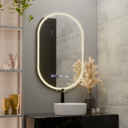 Овално светодиодно огледало, 50x80см, Eminence Motionglow Marcello, заместник -система, часовник и термометър, подразбиращ се