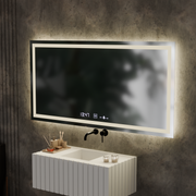 Правоъгълно светодиодно огледало, 120x60cm, verite motionglow marcello, система за размразяване, часовник и термометър, подражаема