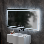 Правоъгълно светодиодно огледало, 120x60cm, verite motionglow marcello, система за размразяване, часовник и термометър, подражаема
