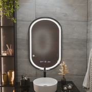 Огледална LED Touch Touch Defrition System, часовник и температура 50x80 cm Black Brushd Frame Frame