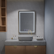 Правоъгълно светодиодно огледало, 60x80см, Royale Gold Motionglow Marcello, Dishobile System, Clock & Thermomet