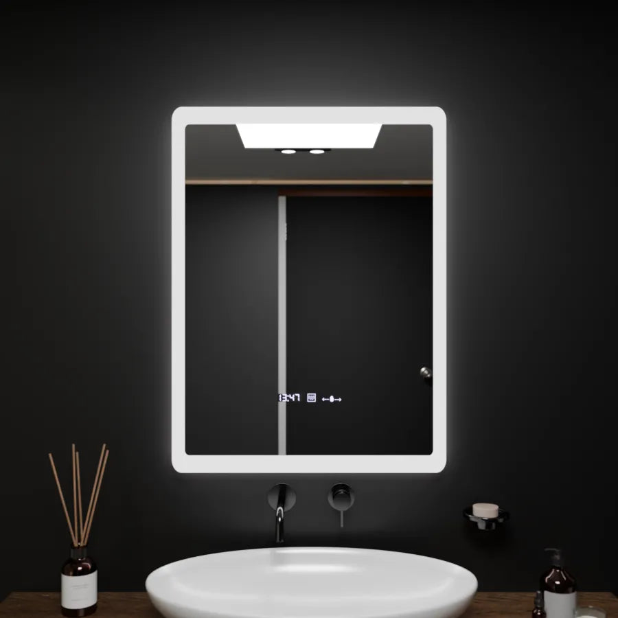 Огледален светодиоден правоъгълен 60x80cm Pugliesi Sensor Motionglow Marcello Clock Defrition System & Уменяем термометър