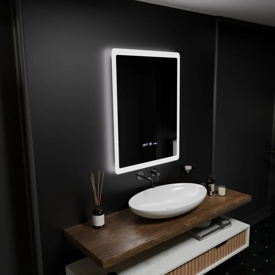 Огледален светодиоден правоъгълен 60x80cm Pugliesi Sensor Motionglow Marcello Clock Defrition System & Уменяем термометър