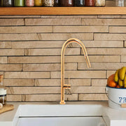 Кухненска батерия с извлечен душ, санитарен месинг, злато, CF2043